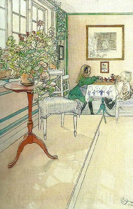 Carl Larsson schackspelet Norge oil painting art